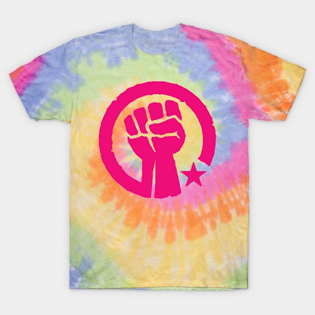 Hot Pink Raised Fist T-Shirt by skittlemypony